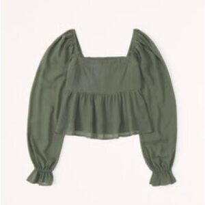 Abercrombie & Fitch Long-Sleeve Squareneck Babydoll Top